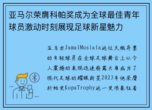 亚马尔荣膺科帕奖成为全球最佳青年球员激动时刻展现足球新星魅力